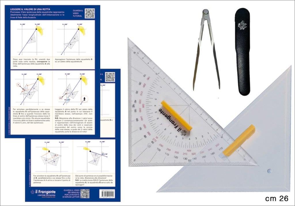 Nautical Dividers and Compass Set - Skipper Charting Kit - Il Frangente STR 27 Marine Navigation Tools for Sailing, Boating, and Yacht Navigation
