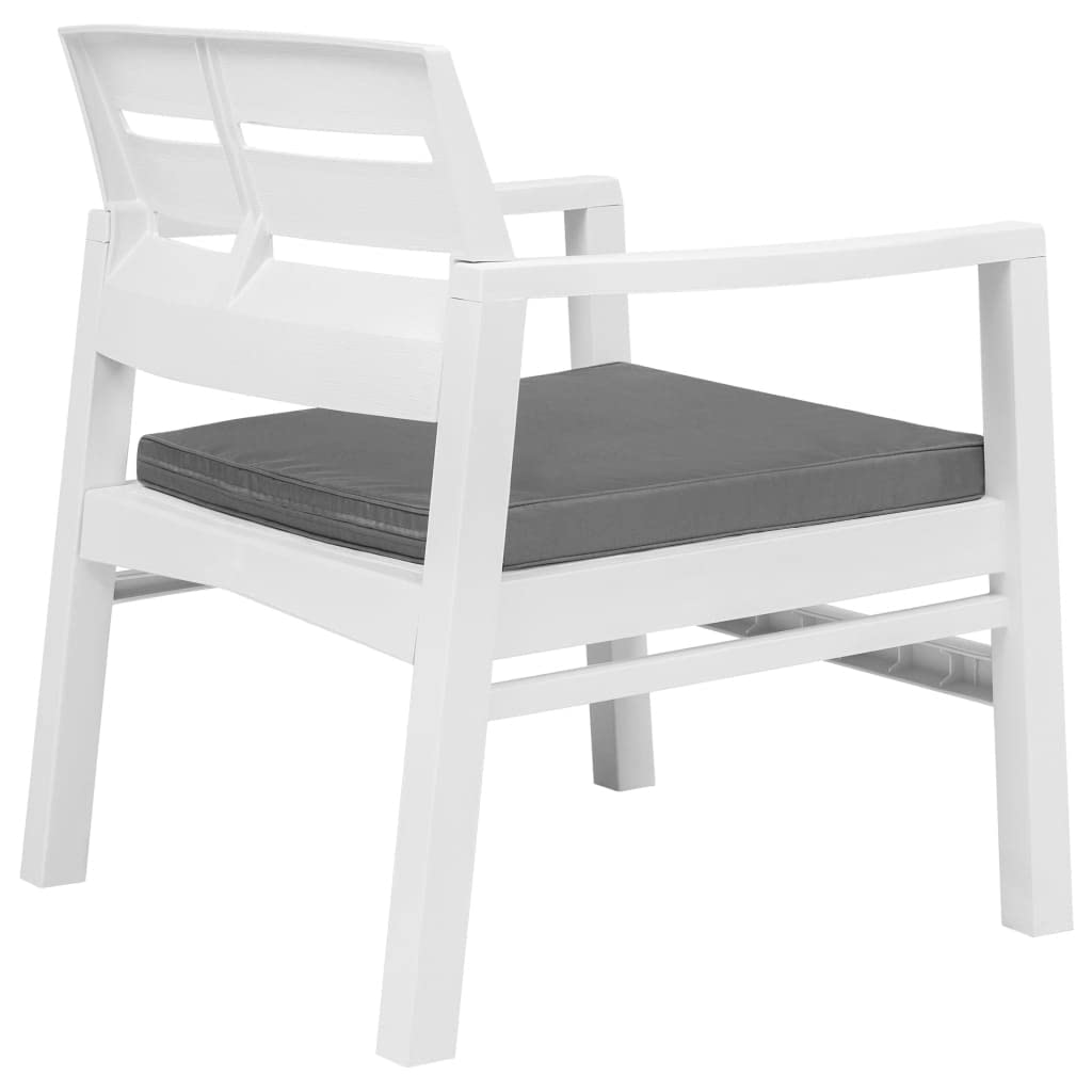 CHARMMA 3-Piece White Plastic Patio Lounge Set - 21kg - Outdoor Furniture for Garden, Poolside & Backyard Relaxation