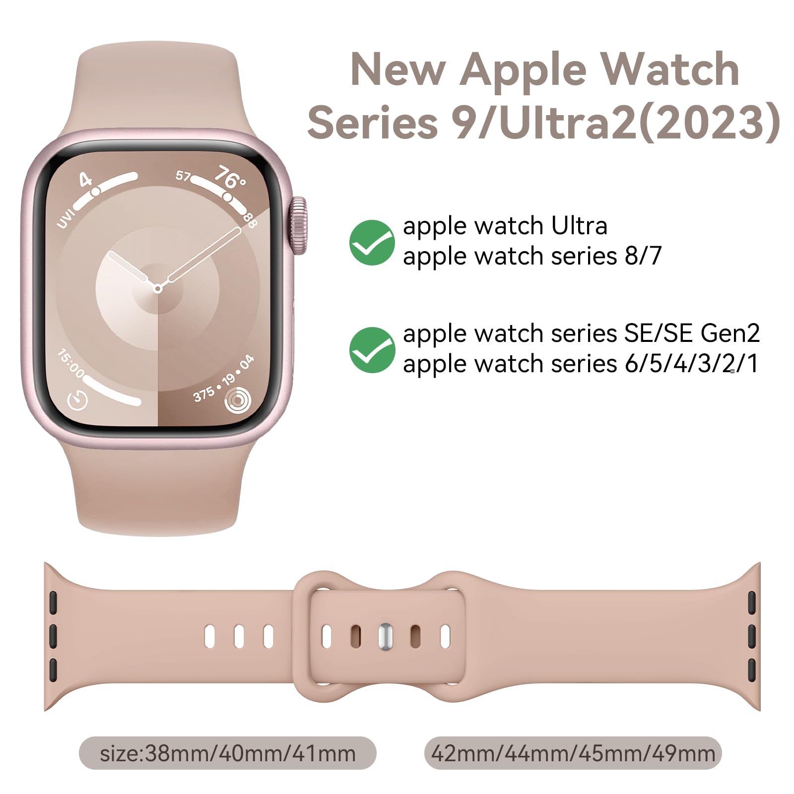 Premium Soft Silicone Sport Band for Apple Watch Series 1-9 & Ultra 2 - Compatible with 38mm 40mm 41mm 42mm 44mm 45mm 49mm - Breathable Lightweight Strap for Men & Women - Perfect for Workouts, Running, Swimming & Everyday Wear