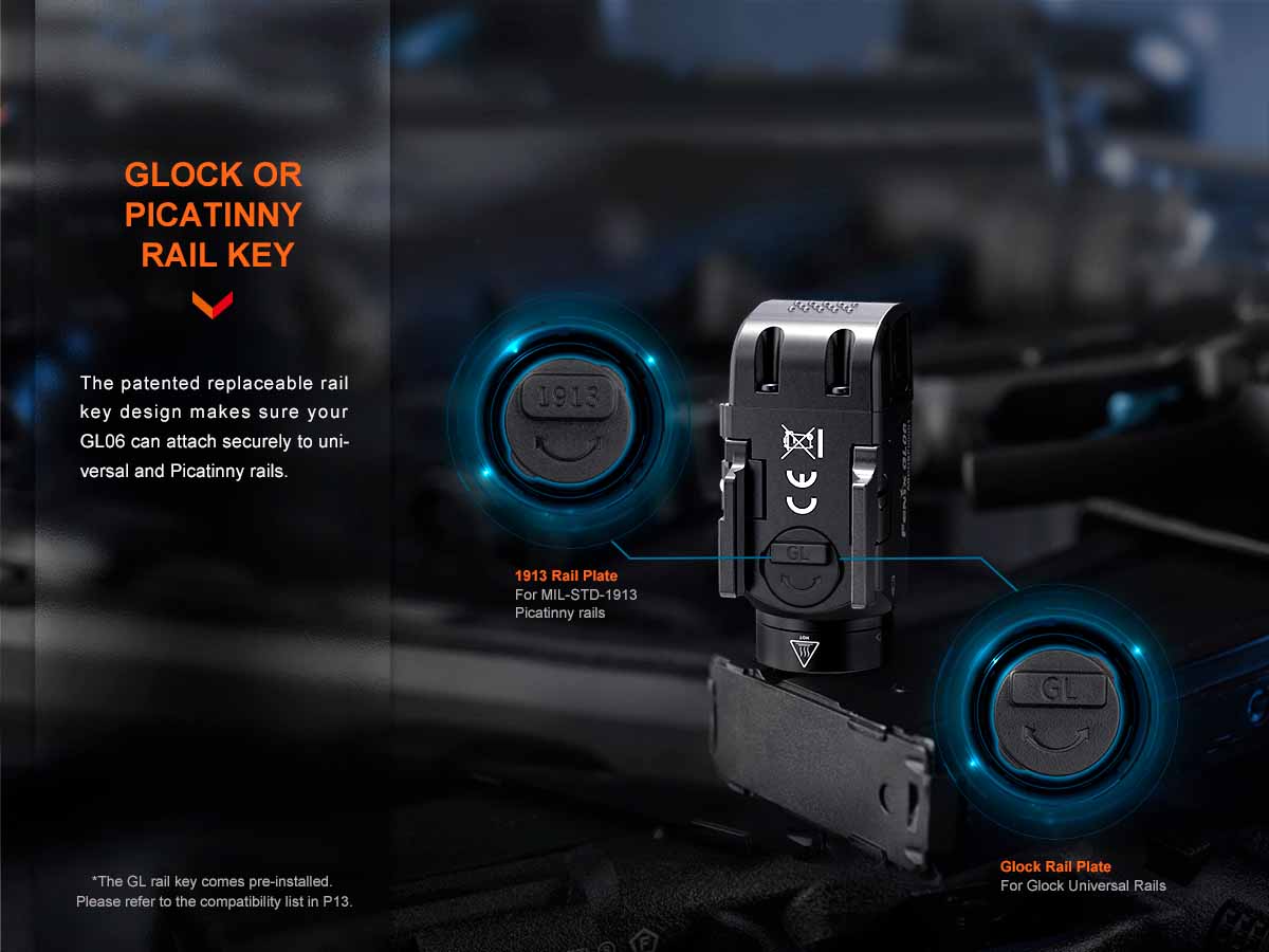 Fenix GL06 Compact Tactical Flashlight for Pistols & Rifles - High Lumen Weapon Light with Rechargeable Battery - Perfect for Home Defense, Hunting & Outdoor Adventures