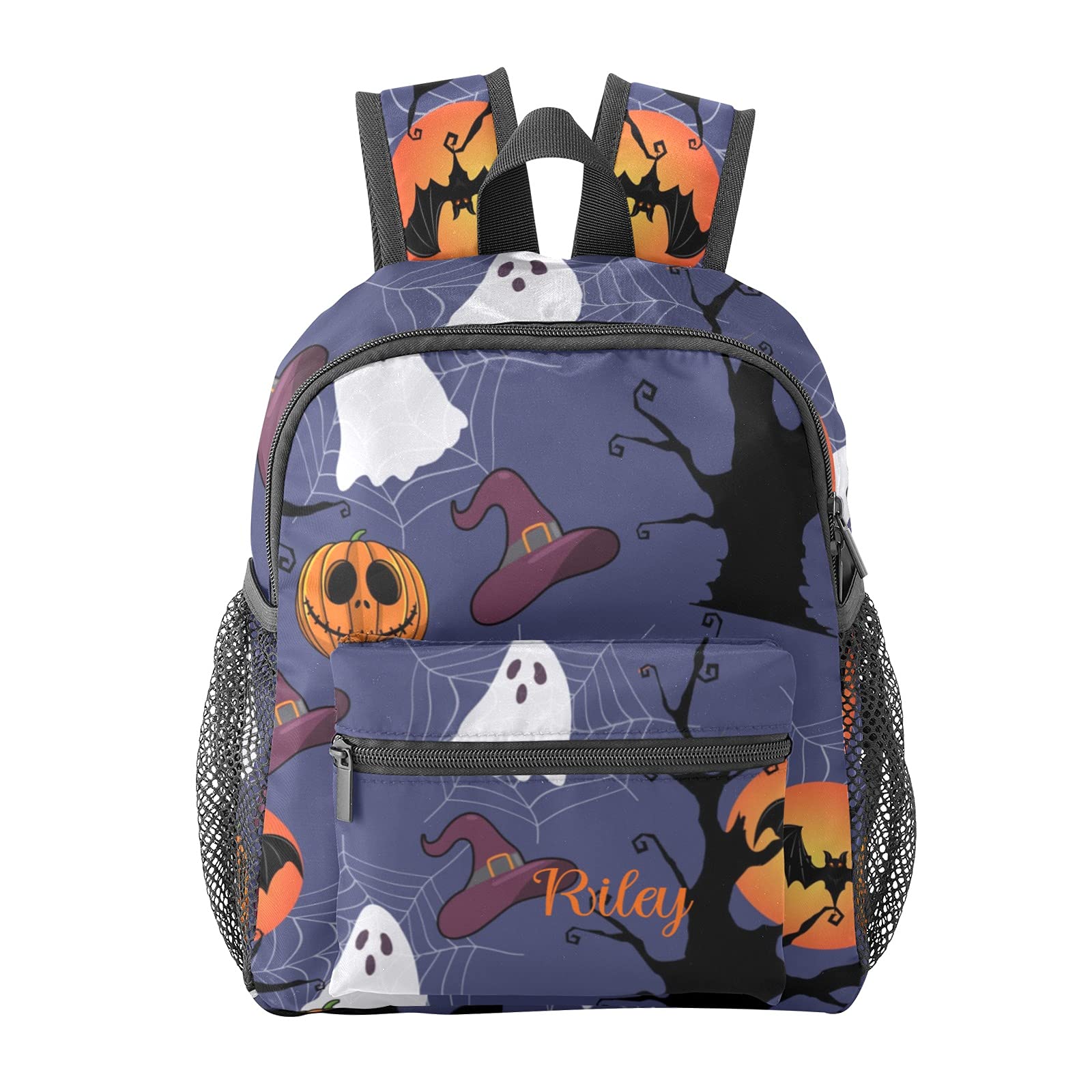 Halloween Ghost Pumpkin Personalized Kids Backpack for Boys & Girls - Custom Mini School Backpack for Toddlers (10x4x12 inches) - Perfect for Kindergarten, Trick-or-Treating & Daily Use