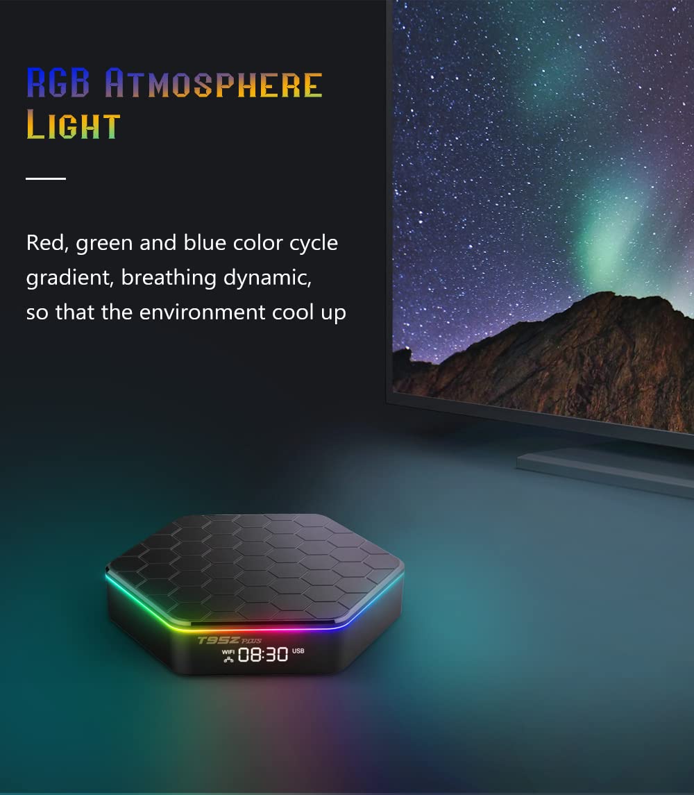 T95Z Plus Android TV Box 12.0 - 4GB RAM 64GB ROM, Quad-Core WiFi 6, 100M LAN, BT 5.0, H.265 6K UHD Streaming - Perfect for Netflix, YouTube & Gaming on Smart TV
