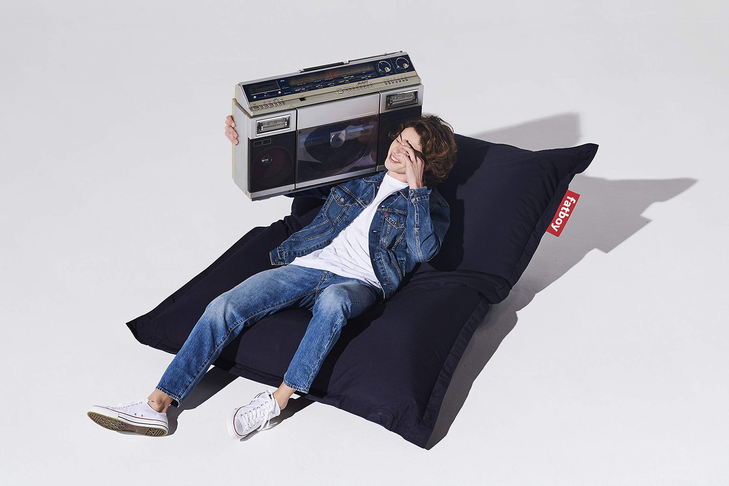 Fatboy Slim Outdoor Bean Bag Chair - Waterproof, Comfortable & Durable - Medium Size in Dark Ocean Blue - Perfect for Patio, Poolside & Backyard Relaxation
