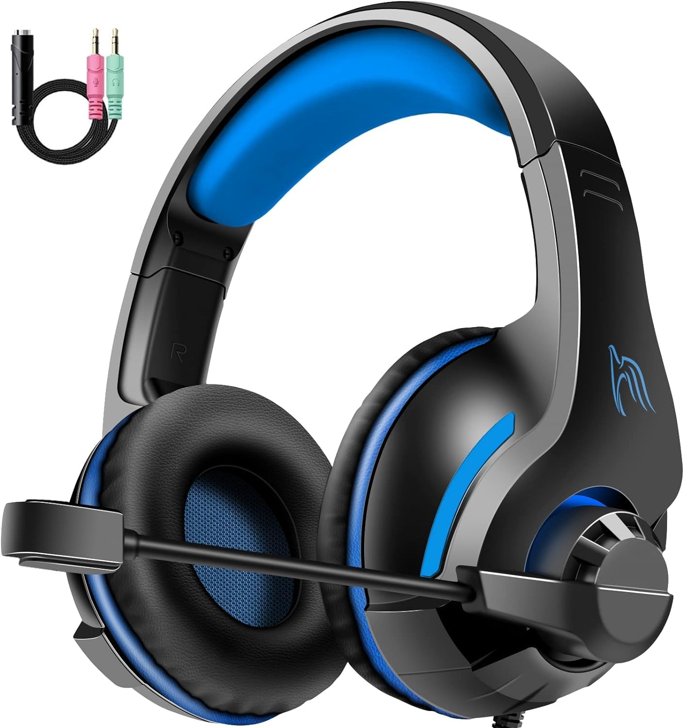 Best Wired Gaming Headset for Nintendo Switch, PS4, PS5, Xbox One & PC - Over-Ear Headphones with Microphone, Bass Surround Sound, Volume Control & Noise Isolation (No LED Lights) - Perfect for Online Gaming, Streaming & Virtual Meetings
