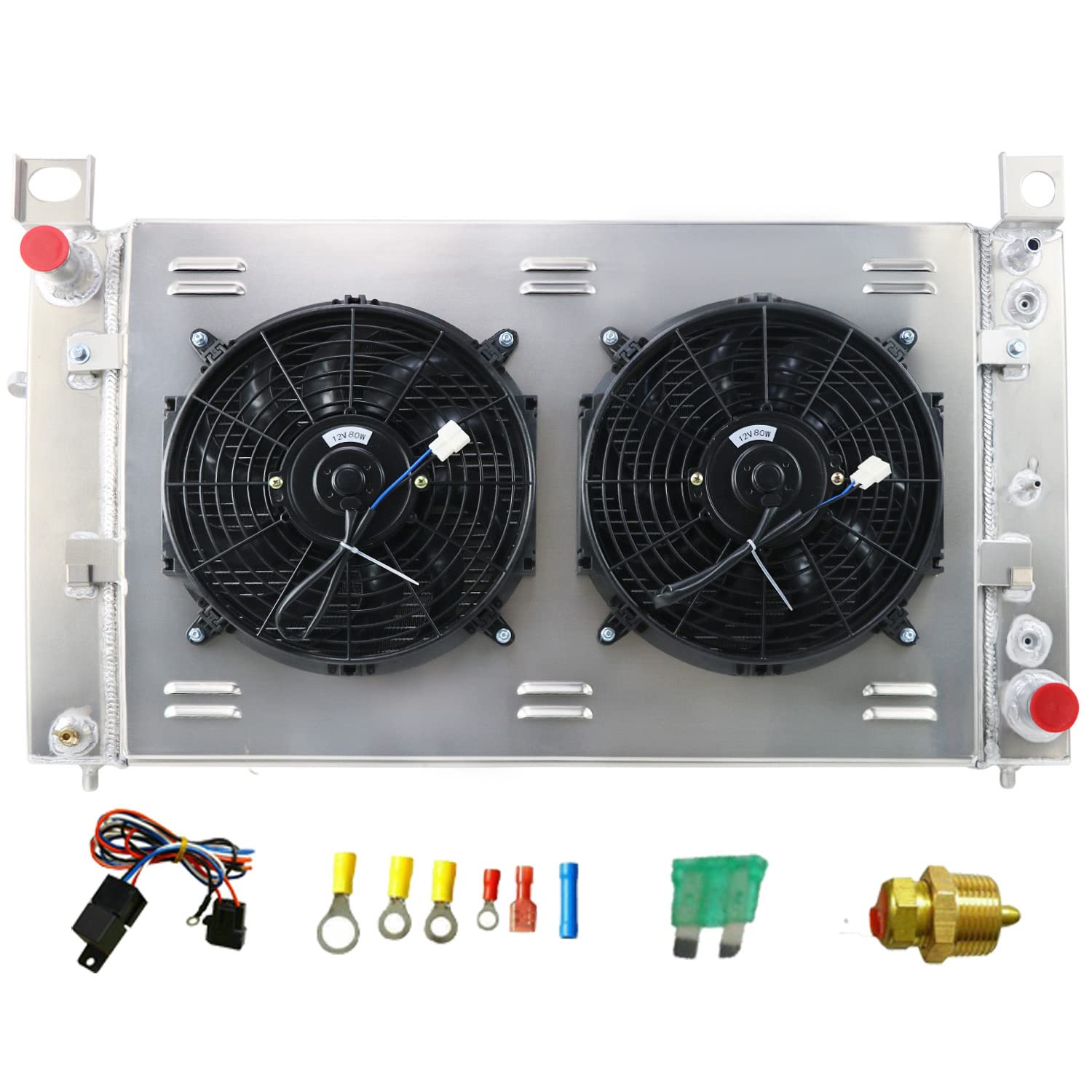 High-Performance Aluminum Radiator for 2007-2013 Chevy Silverado 1500/2500/3500 HD, Suburban 1500/2500, Tahoe, Avalanche | 2008-2013 GMC Sierra, Yukon XL 1500/2500 | 2009 Cadillac Escalade | 3-Row Cooling System with Shroud & Fan Relay | Perfect for Off-Roading, Towing & Heavy-Duty Use