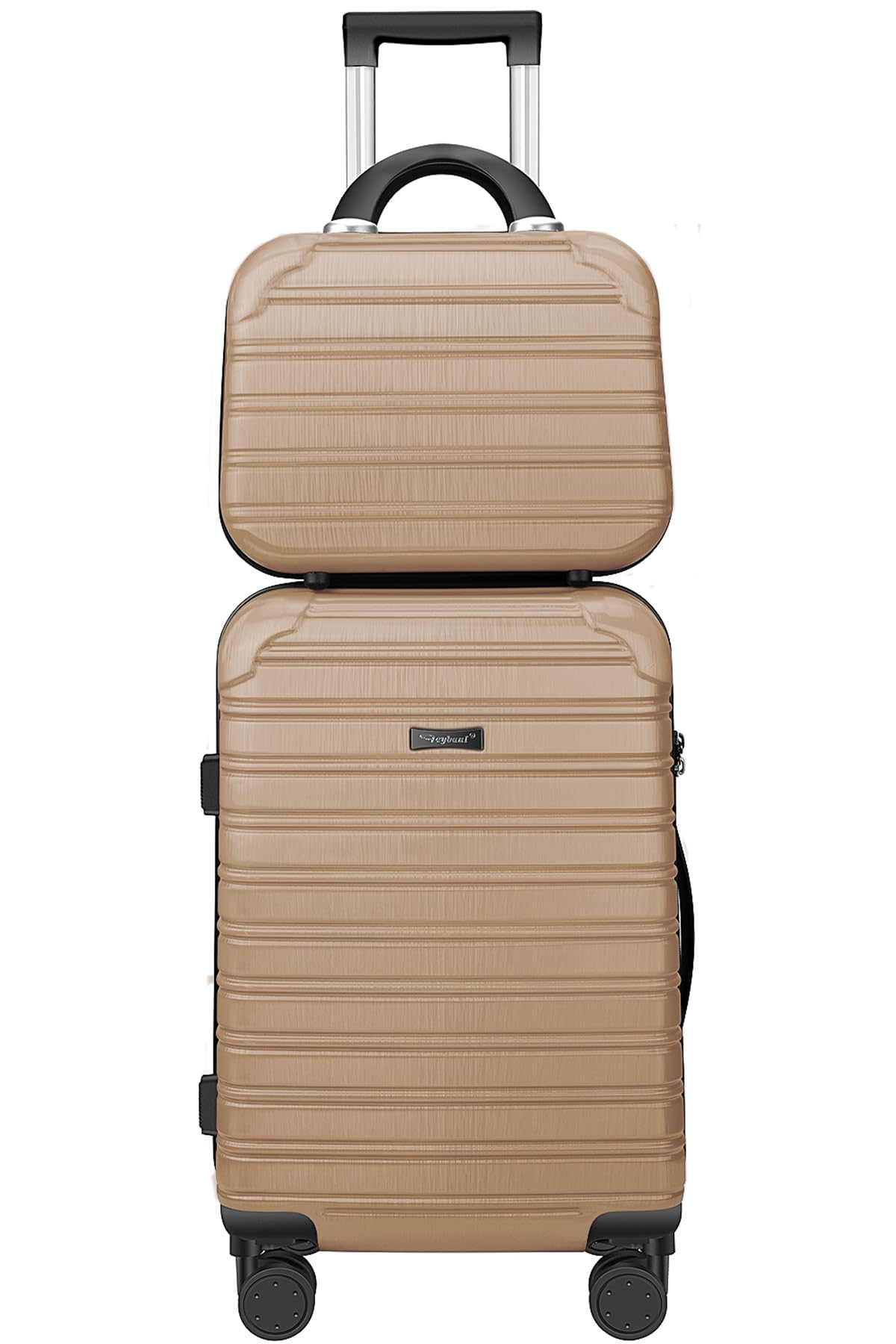 2-Piece Lightweight Spinner Wheel Carry-On Luggage Set - 14/20 Inch Airline Approved Hardshell Suitcase with TSA Lock (Champagne) - Perfect for Business Trips, Vacations & Weekend Getaways