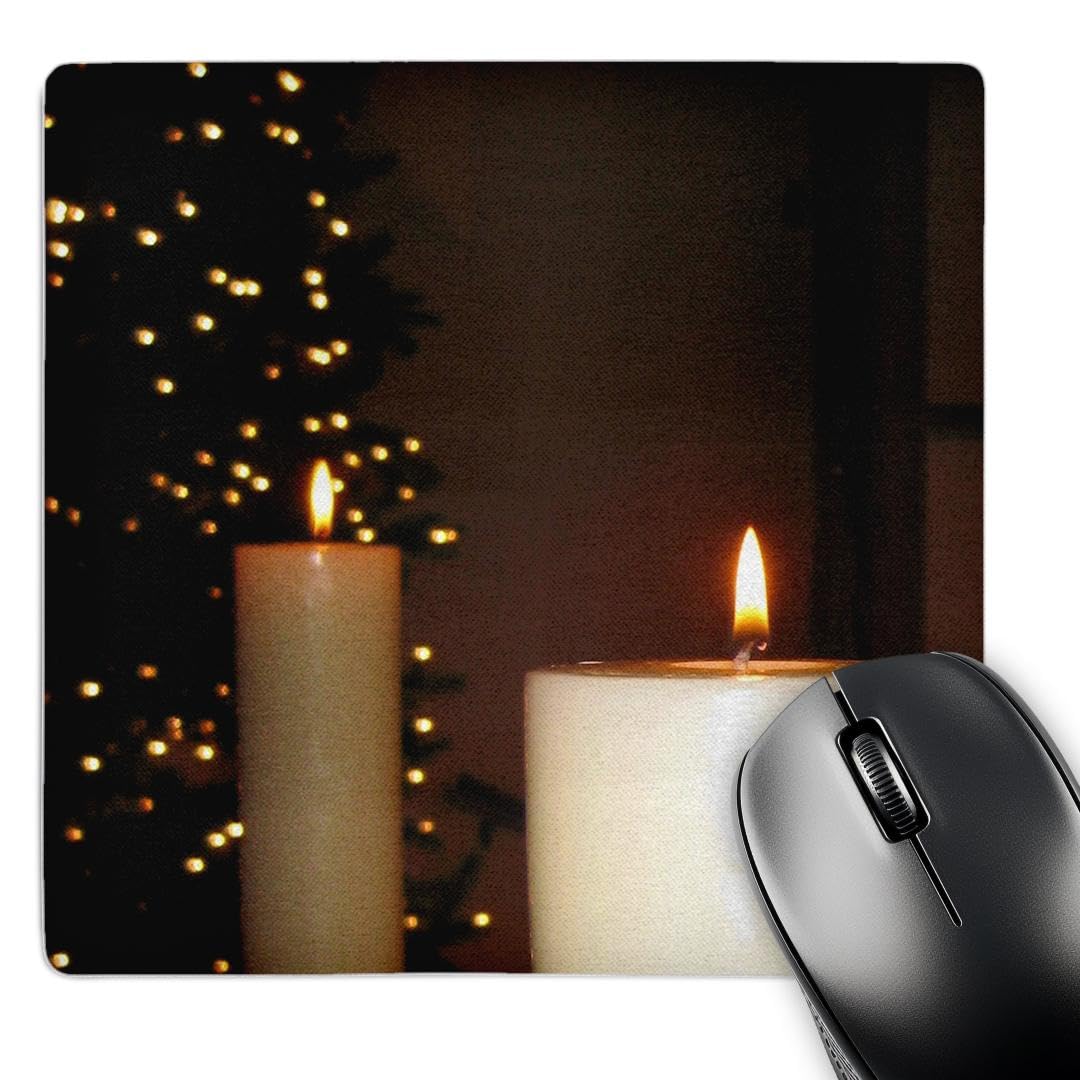 3D Rose 8x8 Inch White Candles Mouse Pad - Non-Slip Gaming & Office Desk Mat with Smooth Surface for Computers & Laptops - Perfect for Work, Gaming & Home Office Use