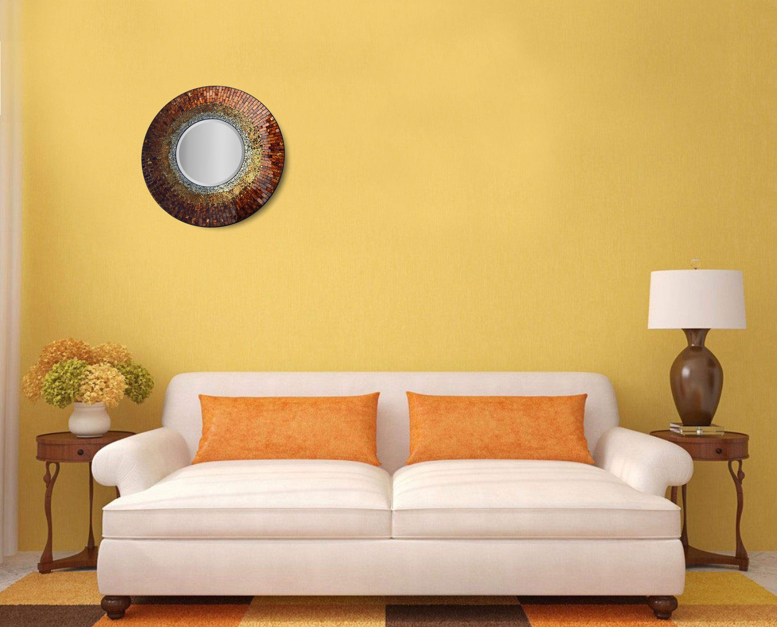 Baltic Amber Mosaic Round Mirror 23.5