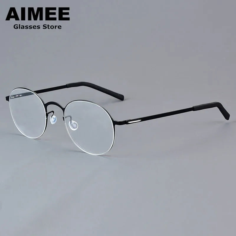 Aimee Women's Full Rim Round Screwless Titanium Eyeglasses - Lightweight & Durable Frame for Work, Reading & Everyday Use (Model 198808)