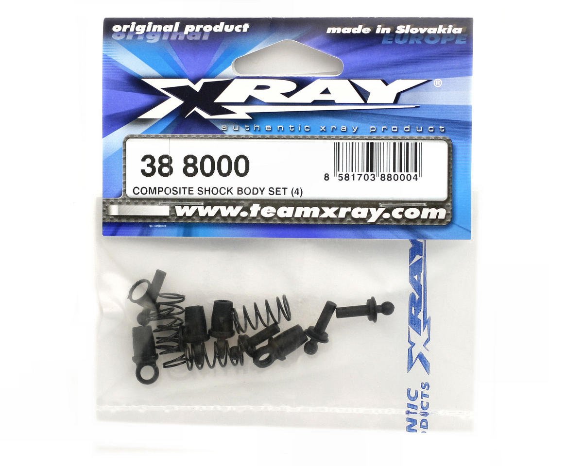 High-Performance XRAY Composite Shock Body Set (4-Pack) - Durable & Lightweight for RC Cars, Trucks, and Off-Road Racing - Perfect for Competitive Racing and Bashing