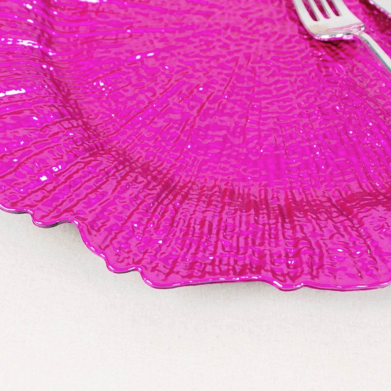 Efavormart 6 Pack Fuchsia Round Reef Acrylic Plastic Charger Plates - 13 Inch Decorative Dinner Plates for Weddings, Parties & Formal Dining