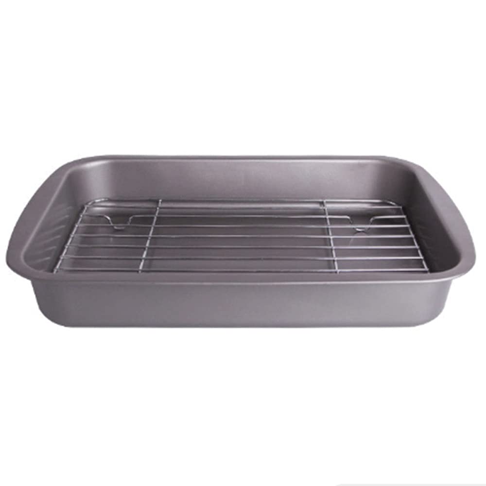 JJSPP Non-Stick Baking Tray with Removable Cooling Rack - Oven Safe Cookie Sheet & BBQ Grill Pan for Baking Bread, Cookies, Roasting Meat - Perfect for Home Kitchen & Outdoor Cooking