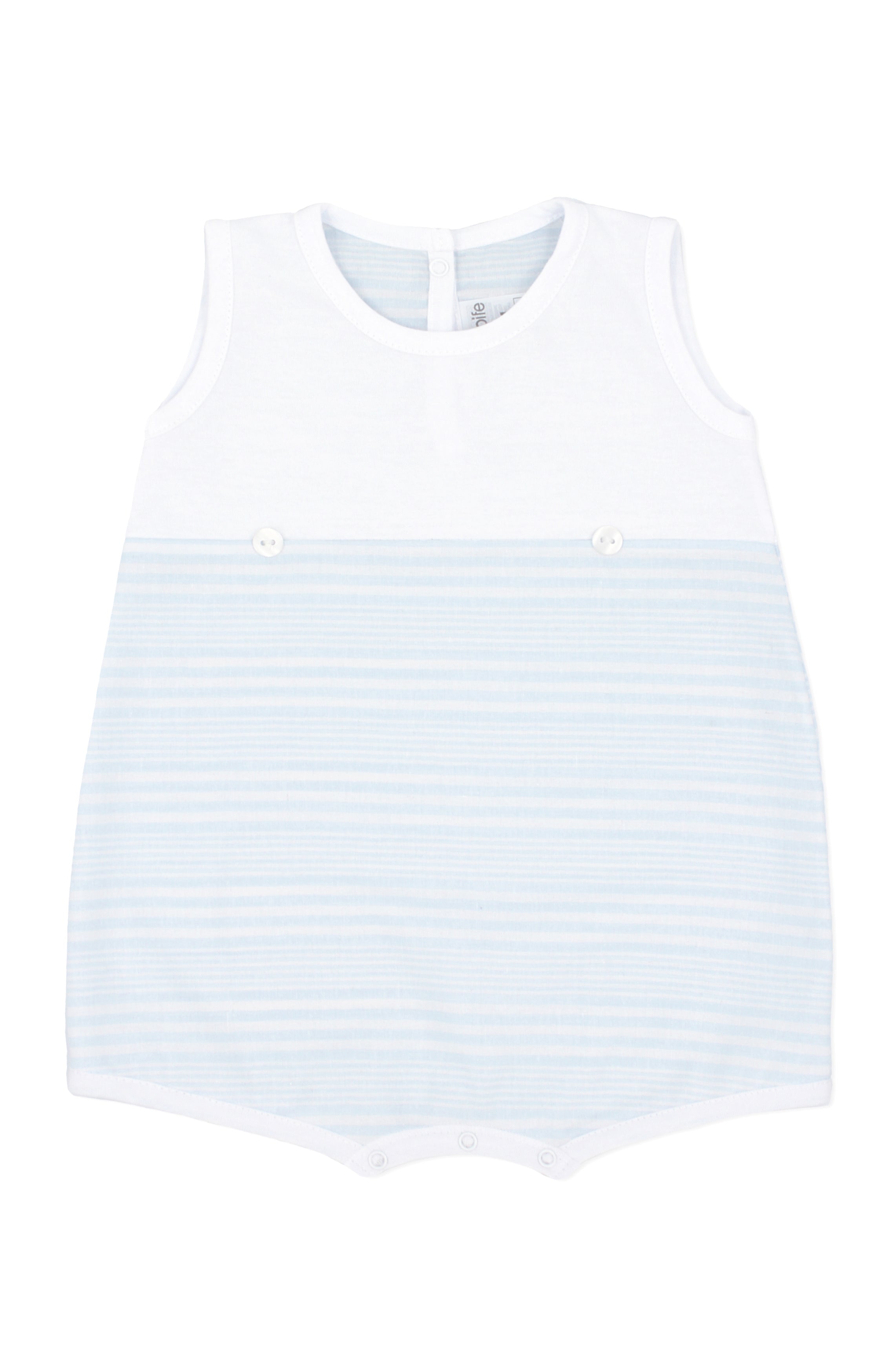 Liam Blue Striped Sleeveless Romper for Baby Girls - Soft Cotton Jumpsuit for Summer, Playdates & Photo Shoots