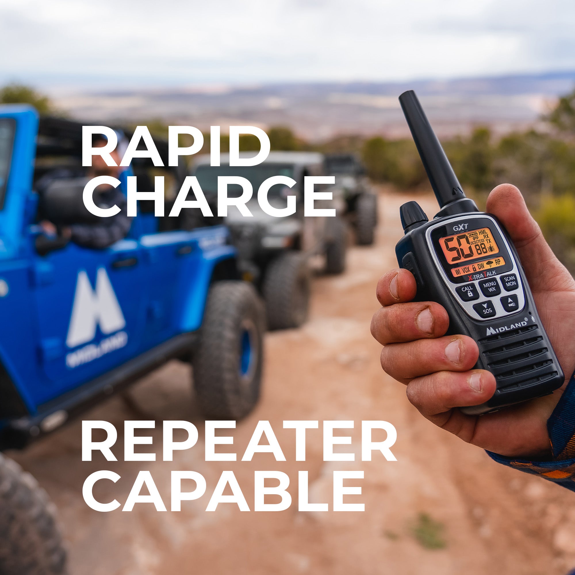 GXT3000 GMRS Walkie Talkie 2 Pack - Long Range Two-Way Radio with 50 Channels & NOAA Weather Alerts - Perfect for Hiking, Camping, and Outdoor Adventures
