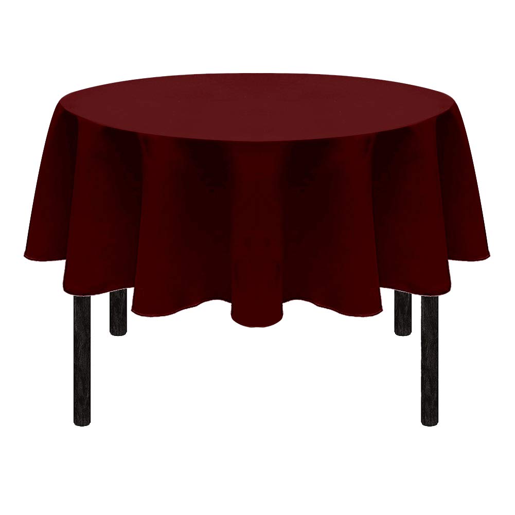 Vedouci 54-Inch Round Tablecloth - Washable Polyester Table Cover for Buffet, Parties, Holiday Dinners & Weddings (Burgundy) - Perfect for Dining Room Decor, Restaurant Events & Outdoor Gatherings