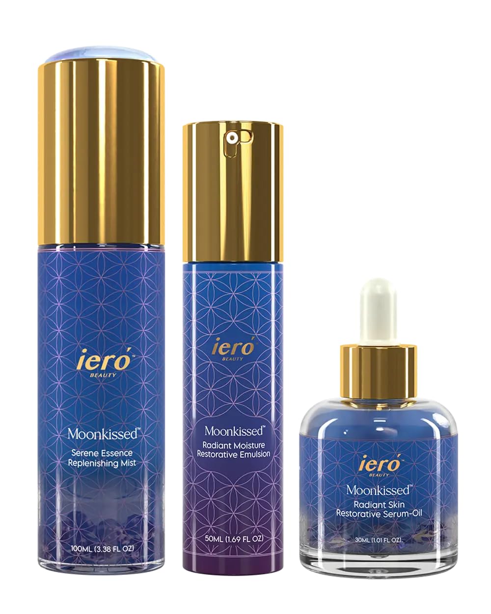 Deluxe Moonlit Glow Complete Skincare Set - Rose Water Hydrating Facial Mist, Anti-Aging Face Moisturizer & Restorative Serum for Deep Hydration | Nighttime Skincare Routine for Glowing Skin
