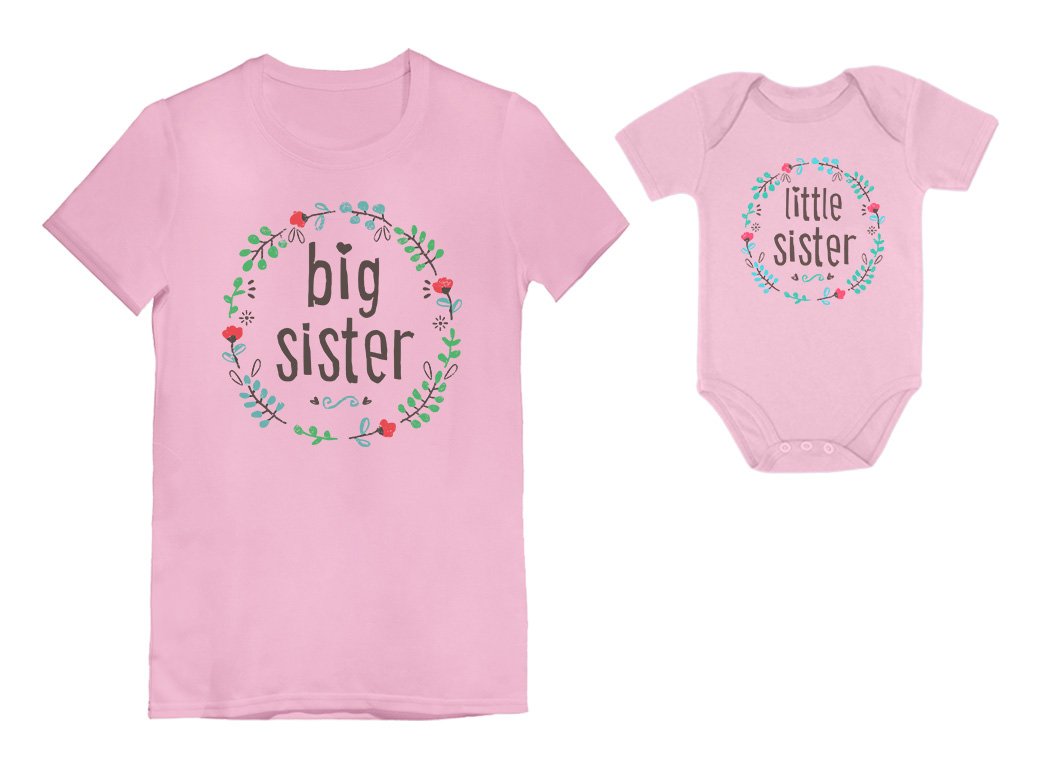 Tstars Big Sister & Little Sister Matching Shirts Set - Cute Sibling Outfits for Girls - Perfect for Family Photos, Birthday Parties & Twin Bonding Moments