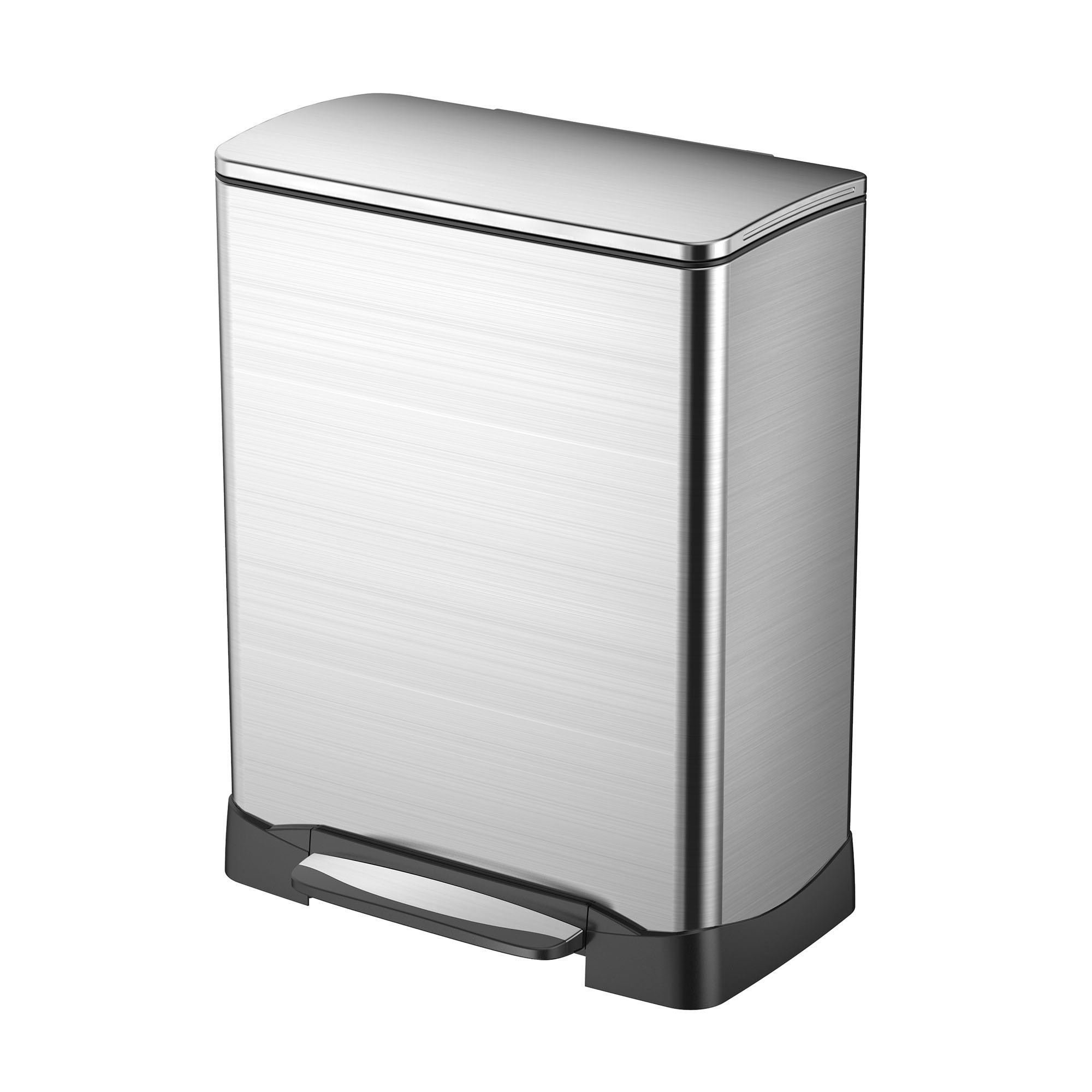 Stainless Steel Step Trash Can with Lid - 50L/13.2 Gallon Odor-Proof Kitchen Garbage Bin | Modern NEO Cube Design for Home, Office & Bathroom Waste Disposal