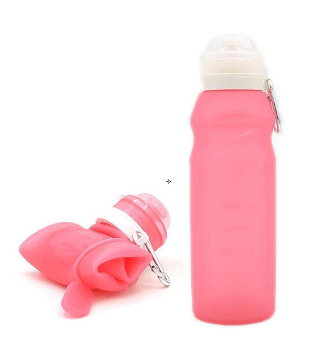 Collapsible Silicone Water Bottle 13.5 oz - Foldable, Leakproof & Ultralight - Roll Up Design Saves Space - Perfect for Hiking, Camping, Gym & Outdoor Activities