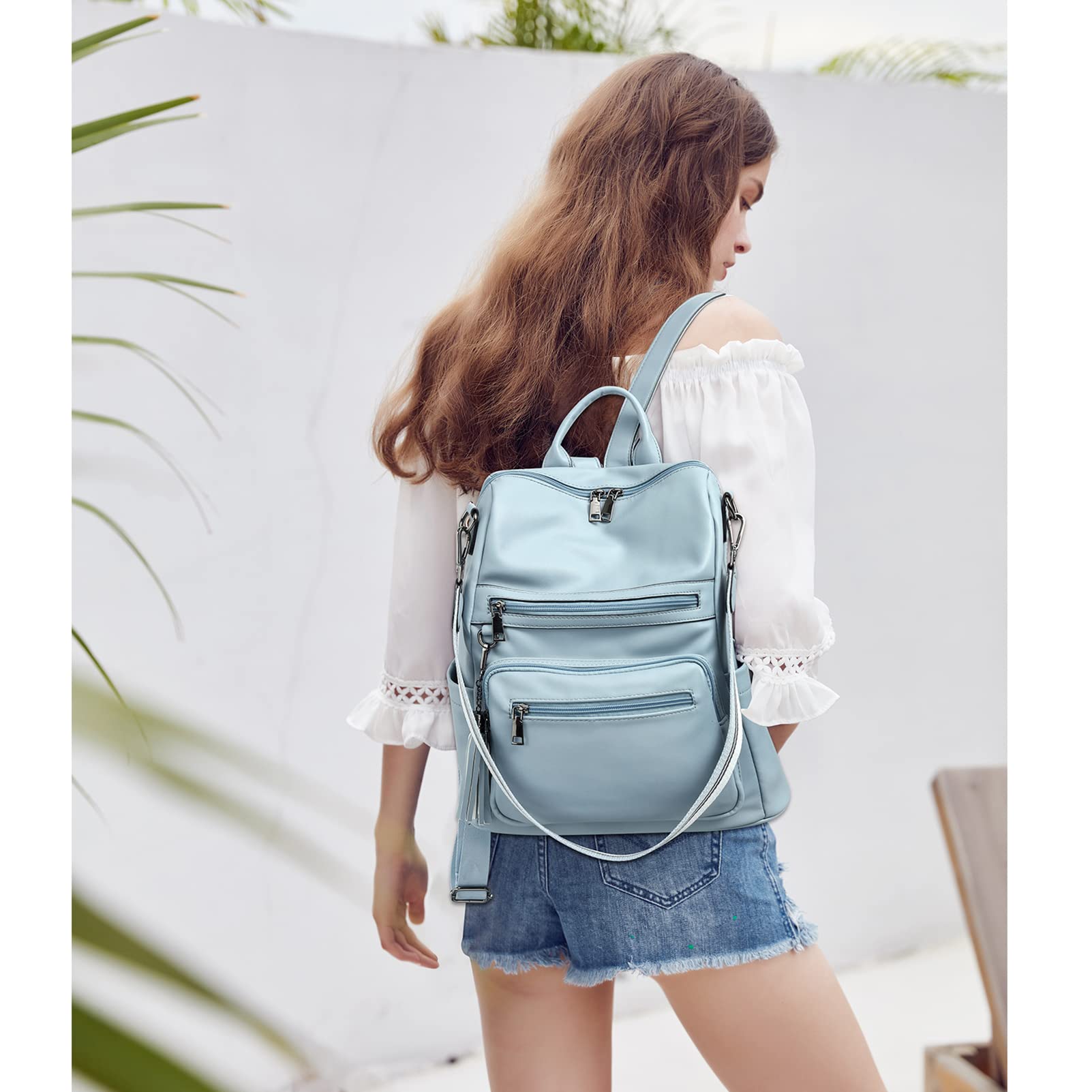 Stylish Women's Leather Backpack Purse - Large Designer Shoulder Bag for Travel, Work & Daily Use | BROMEN Fashionable Handbag for Ladies