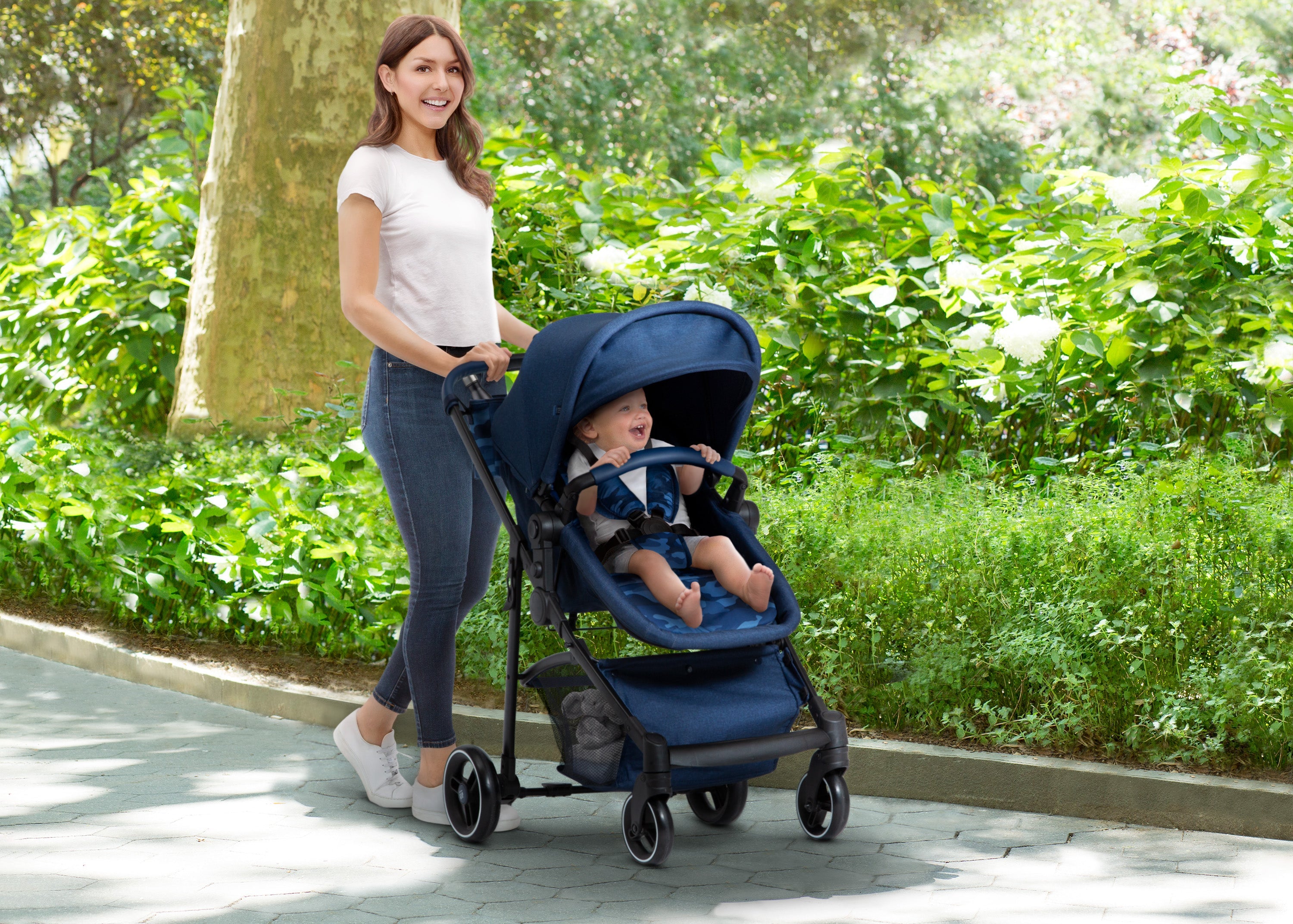 BabyGap 2-in-1 Convertible Carriage Stroller for Newborns & Toddlers - Lightweight Travel System for Shopping, Walks & Airplane Travel