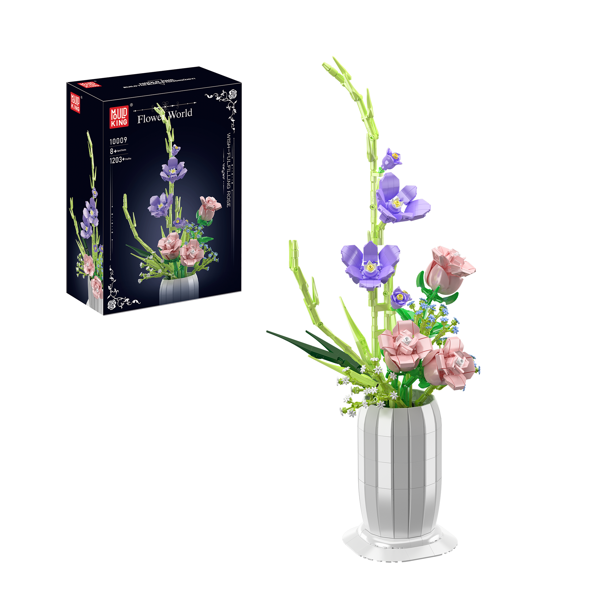 Mould King 10009 DIY Rose Flower Bouquet Building Set - 1,203 Pieces | Creative Gift for Valentine's Day, Anniversary & Home Decoration | Perfect for Adults & Teens