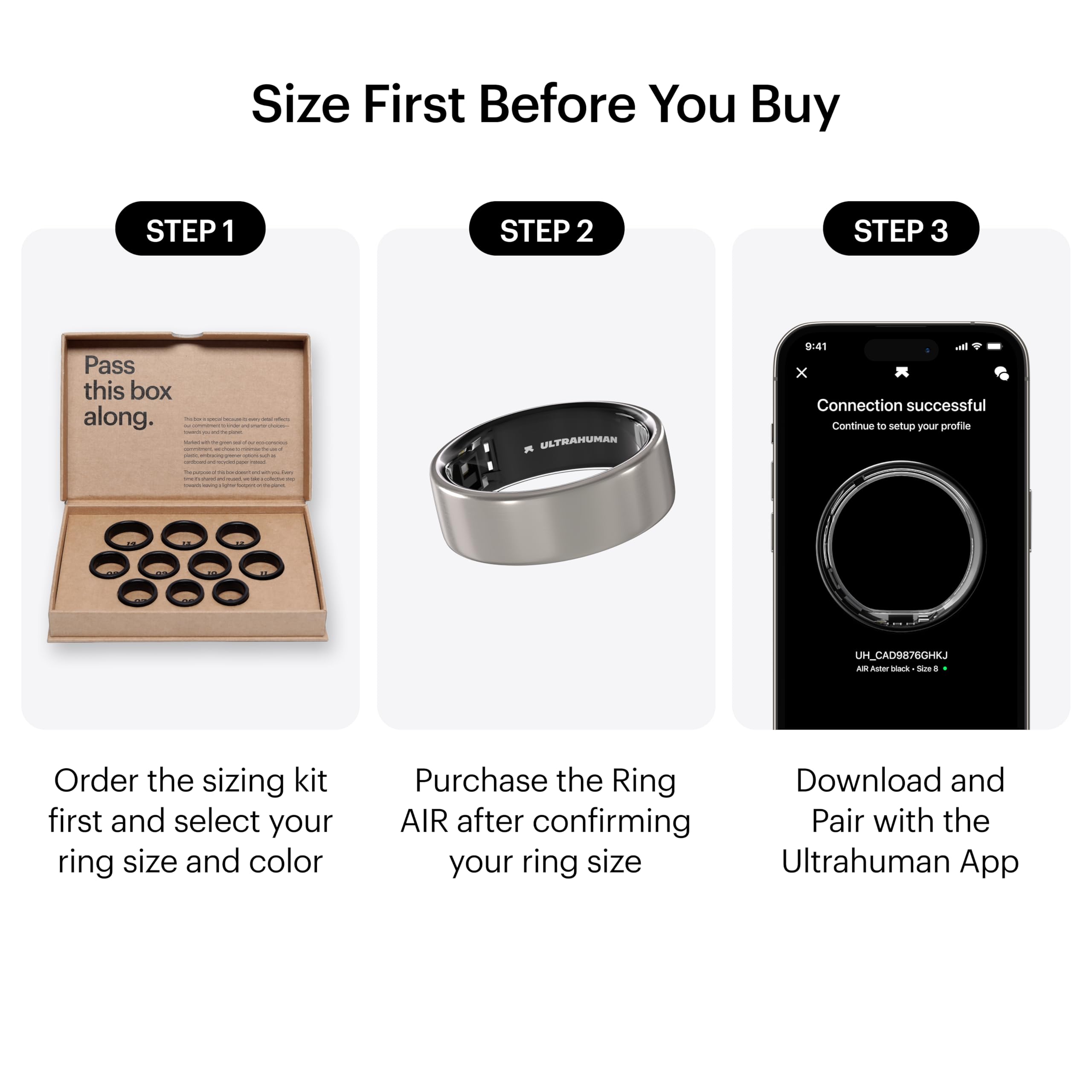 ULTRAHUMAN Ring AIR - Smart Ring for Sleep Tracking & Fitness Monitoring, Health Tracker for Women & Men (No Subscription Fee) - Perfect for Nighttime Sleep Analysis & Daily Activity Tracking