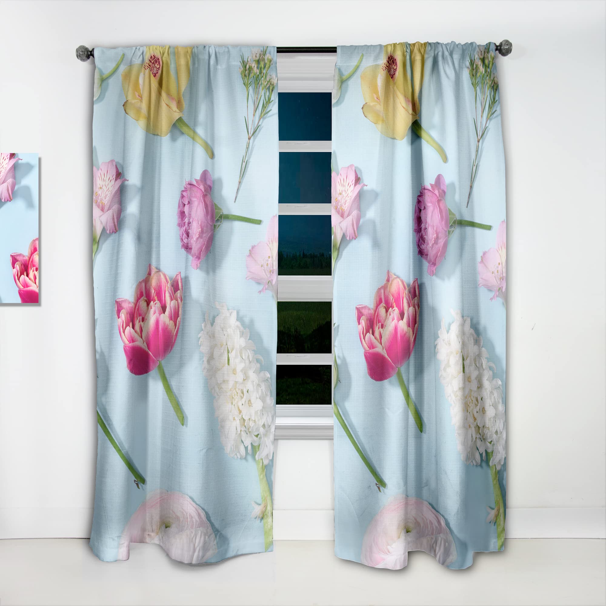 DesignQ Thermal Insulated Curtains - Fresh Beautiful Blooming Flowers Print - 52x120 Inch Single Panel for Bedroom & Living Room - Perfect for Home Decor, Light Blocking & Energy Saving