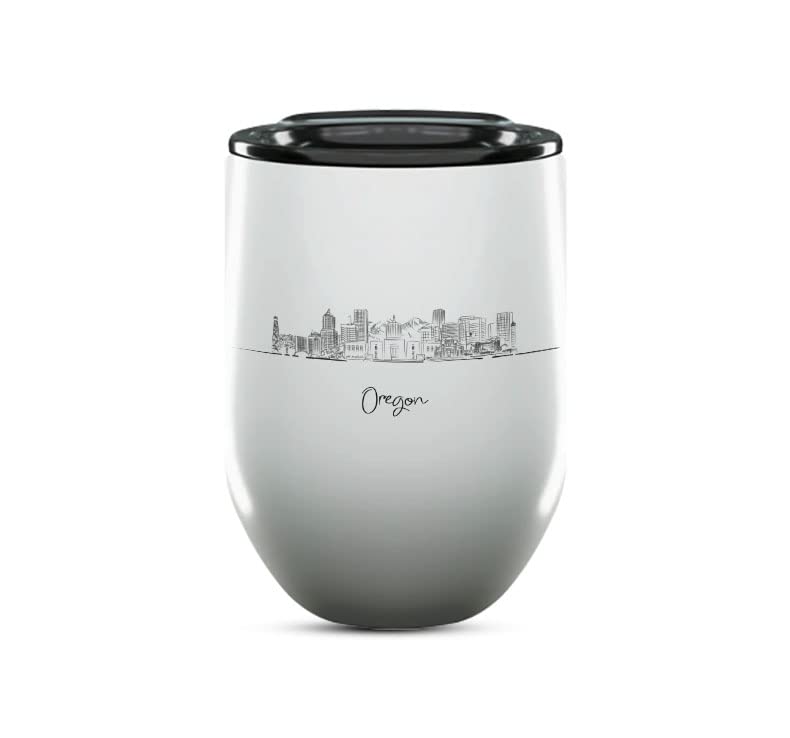 12 Oz Insulated Wine Tumbler with Lid - Oregon The Beaver State Gifts & Souvenirs - Perfect for College Graduation, Long Distance Gifts for Her - Unique Drinkware for Outdoor Picnics, Travel & Office Use