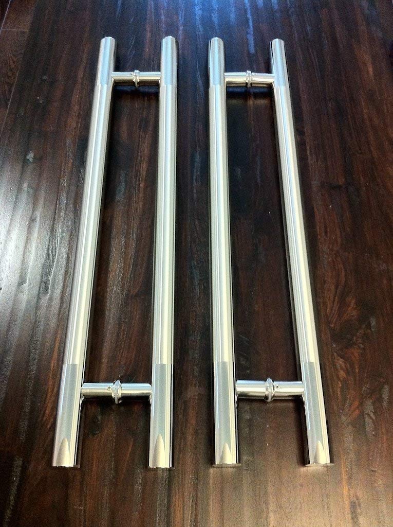 Stainless Steel SUS304 Commercial Store Front Door Handles - 70 Inches (1800x38mm) Double-Sided Push Pull Handles with Sandblasted Finish & Polished Ends for Modern Timber Wood Glass Garage Doors - Perfect for High-Traffic Entrances, Shopping Malls, and Office Buildings