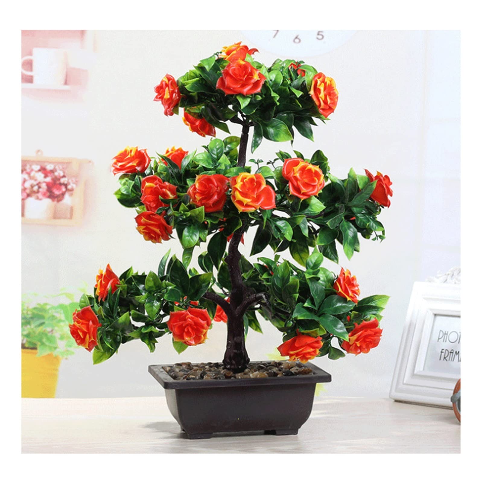 ZLASS 17.7 Inch Artificial Bonsai Tree - Fake Potted Green Plant for Home, Office & Hotel Decor - Low Maintenance Indoor Decoration (Color: C) - Perfect for Living Room, Desk, Reception & Shelf Display