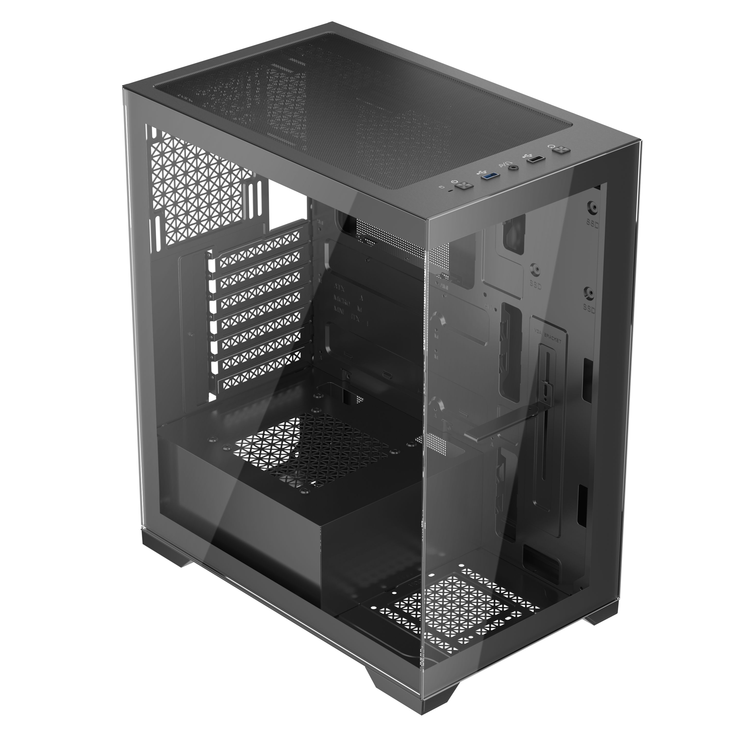 1st Player MI7 ATX/MATX/Mini ITX PC Gaming Case - Black - Compact & Stylish Design for High-Performance Gaming Rigs, Streaming Setups & Home Office PCs