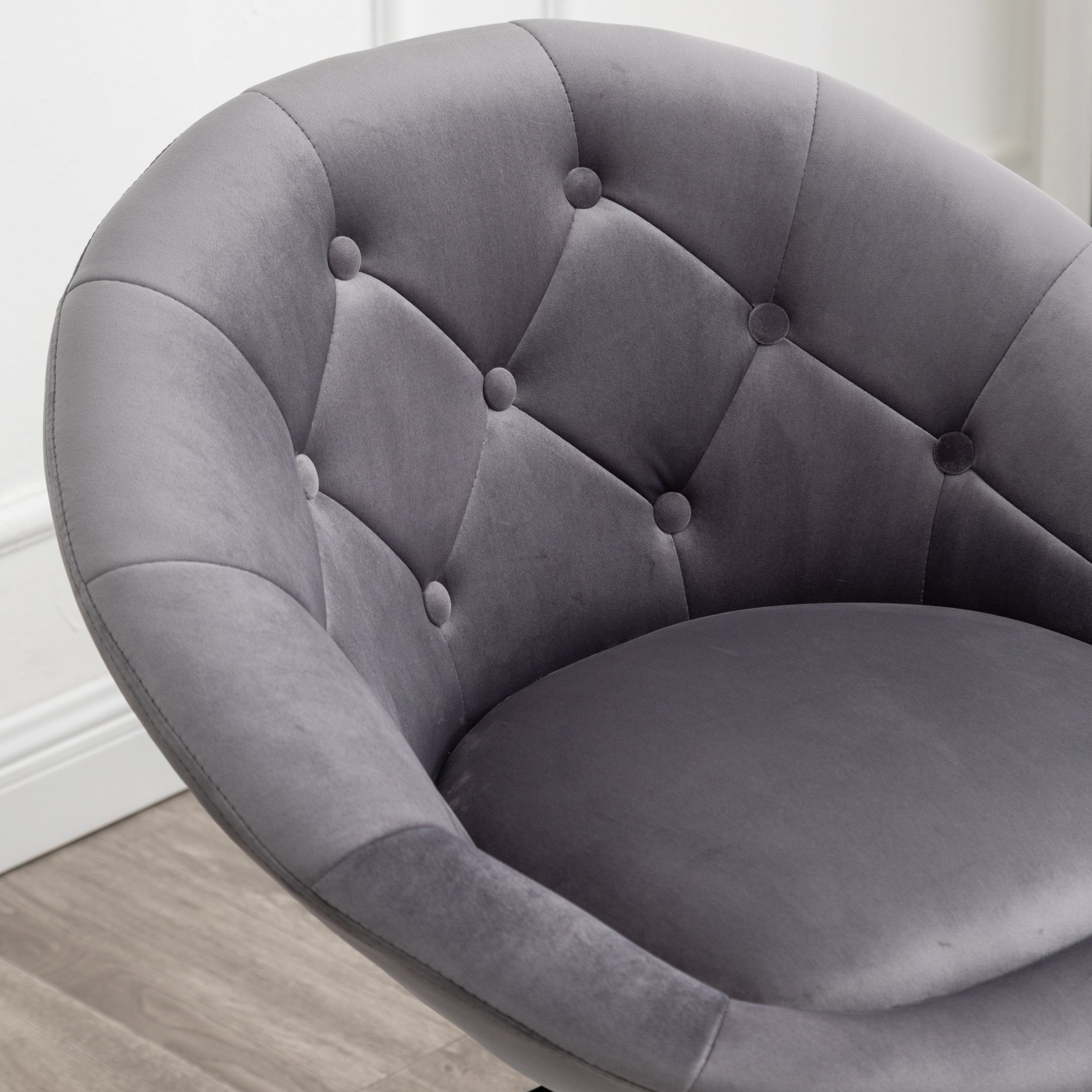 Roundhill Furniture Noas Velvet Upholstered Tufted Back Swivel Accent Chair - Modern Living Room Lounge Chair for Home Office, Bedroom & Reading Nook