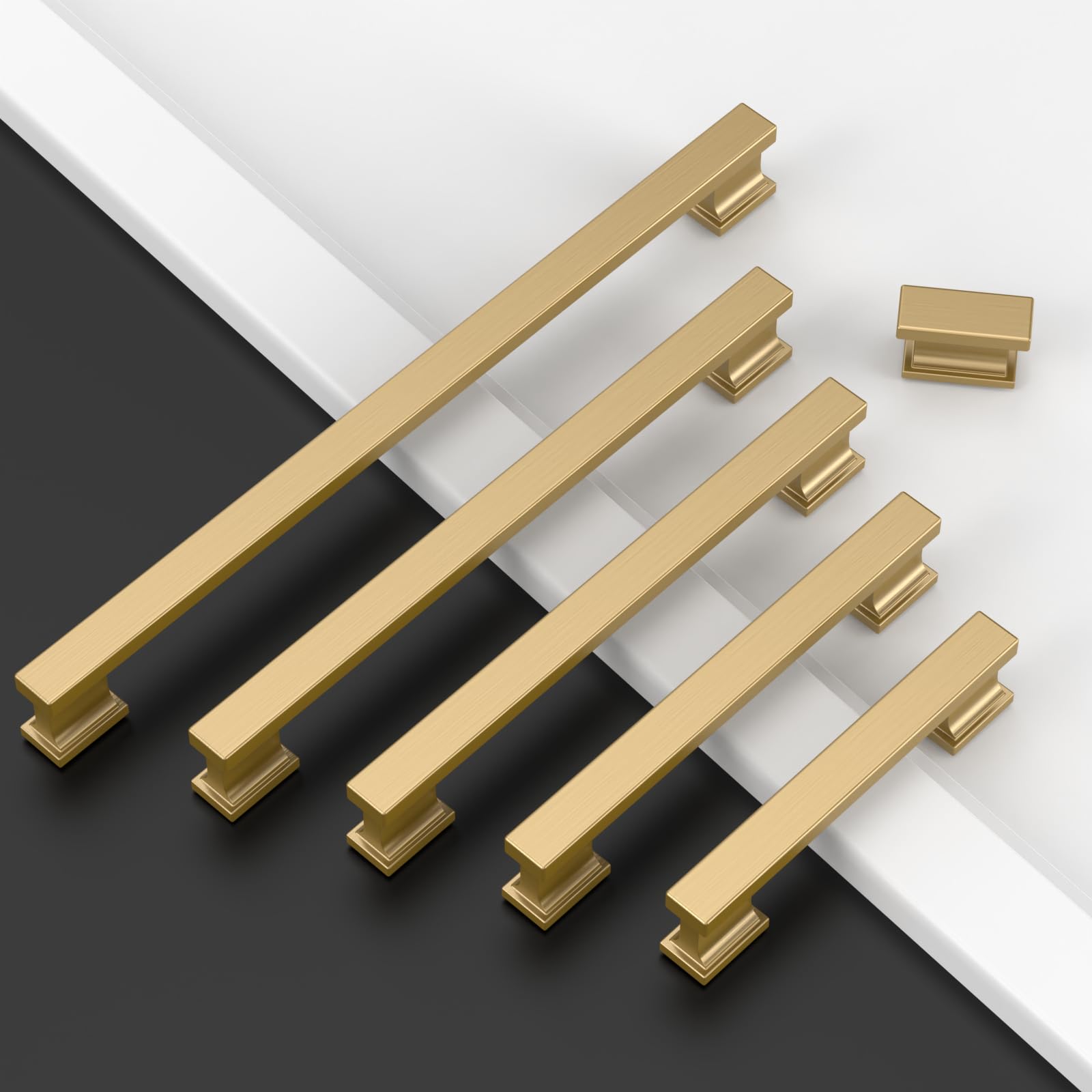 Amerdeco 6 Pack 10 Inch Champagne Bronze Cabinet Pulls - 254mm Hole Centers - Elegant Kitchen Cabinet Handles & Drawer Pulls for Modern Cabinets, Cupboards & Furniture (ZH00013) - Perfect for Home Renovation & DIY Projects