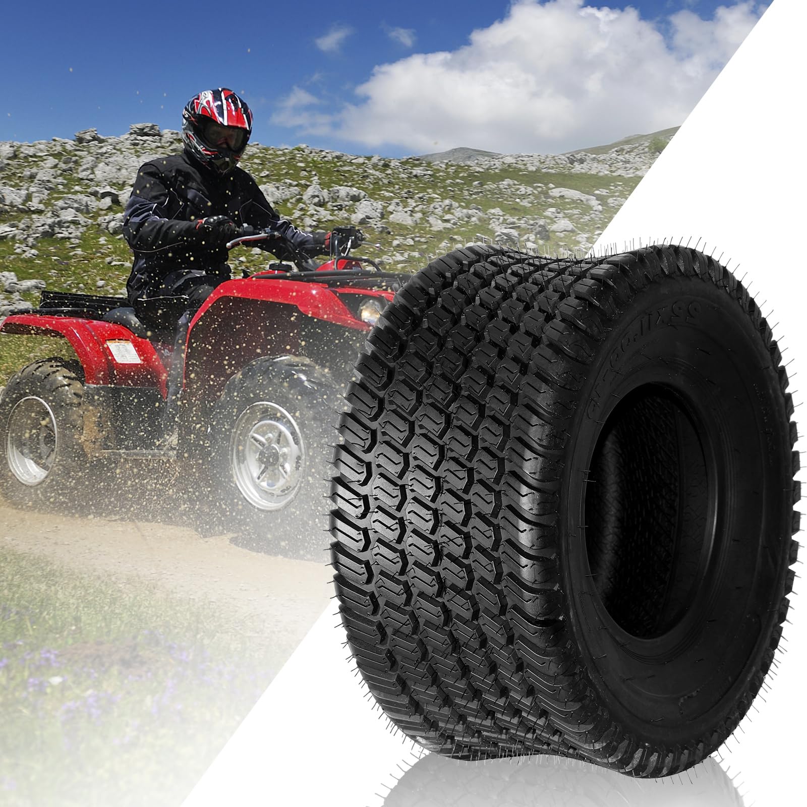 SUNROAD 22x11-10 Tubeless Lawn Mower Tires - Set of 2 (4PR, 22 PSI, 1480Lbs Max Load) - Perfect for Garden Tractors, Turf Equipment & Golf Carts - Ideal for Lawn Maintenance, Landscaping & Smooth Terrain Riding