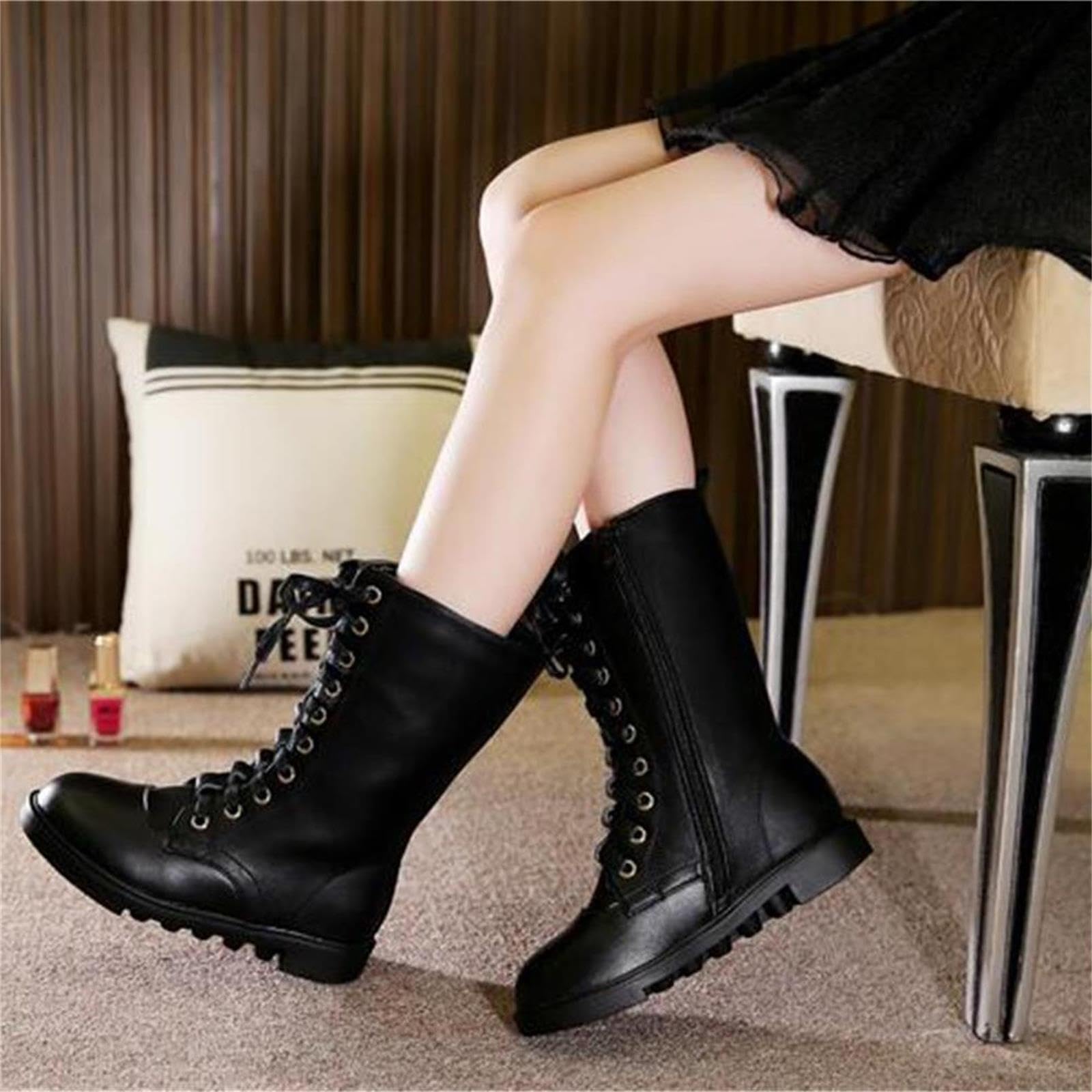 Waterproof Leather Combat Boots for Girls & Boys - Side Zipper Mid Calf Riding Boots, Winter Snow Boots for Toddler, Little Kid & Big Kid | Outdoor Play, School, Hiking & Winter Activities