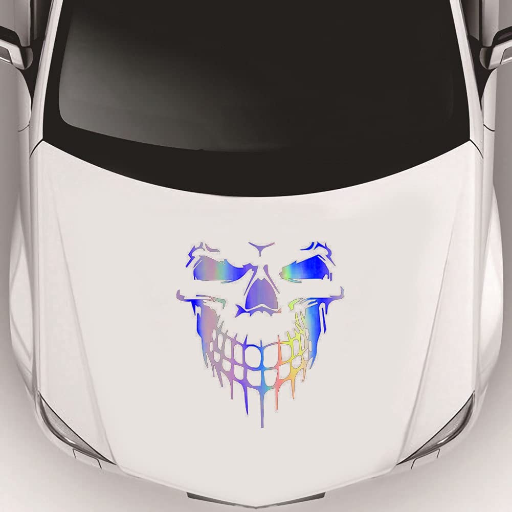 JSCARLIFE Skull Car Decals - Self-Adhesive Vinyl Graphics for Car Hood, Truck, Side & Rear Window - Universal Fit (21.65
