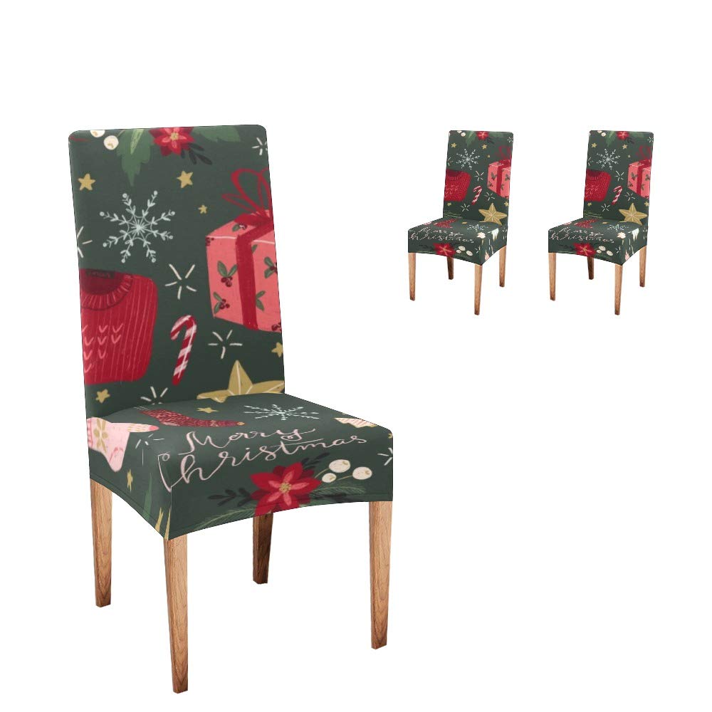 Anneunique CUXWEOT Dining Chair Covers - Soft, Comfortable & Custom Christmas Protector Slipcovers (Set of 2) - Perfect for Holiday Parties, Home Decor & Dining Room Protection