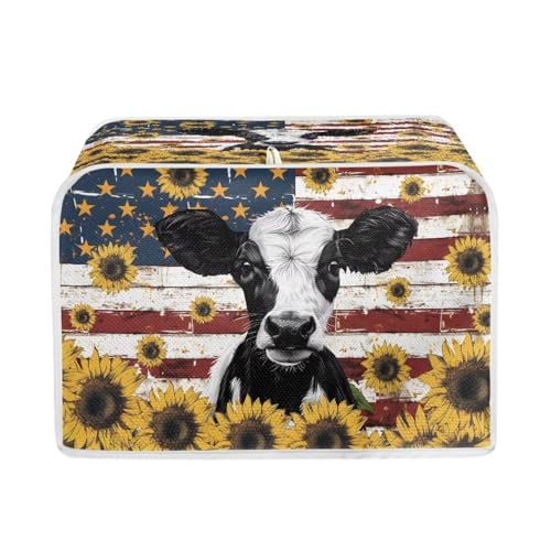 Cow Sunflower American Flag