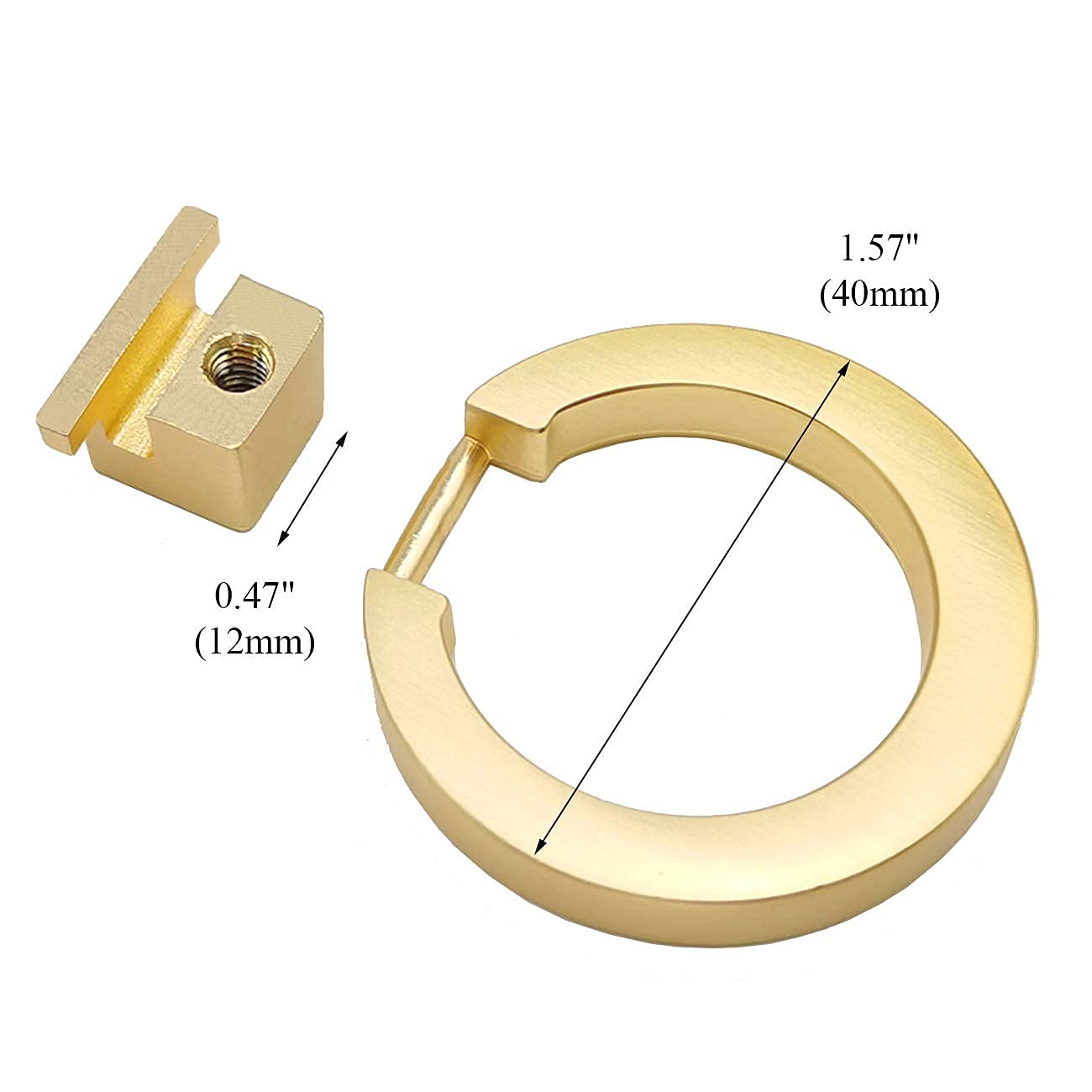 6 Pack Brushed Gold Cabinet Ring Pulls - Solid Brass Drawer Handles for Kitchen Cabinets, Dressers & Furniture Hardware - Elegant & Durable Home Upgrade (6.3