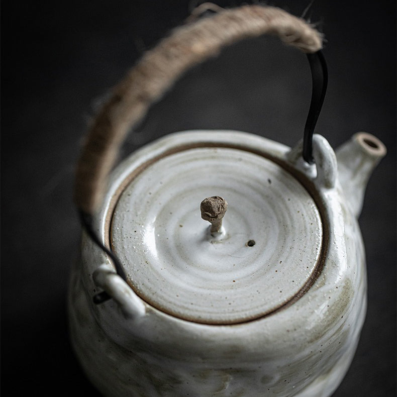 Handmade Japanese Coarse Pottery Teapot - Traditional Clay Teapot for Loose Leaf Tea Brewing | Perfect for Tea Ceremonies, Home Use & Gift Giving