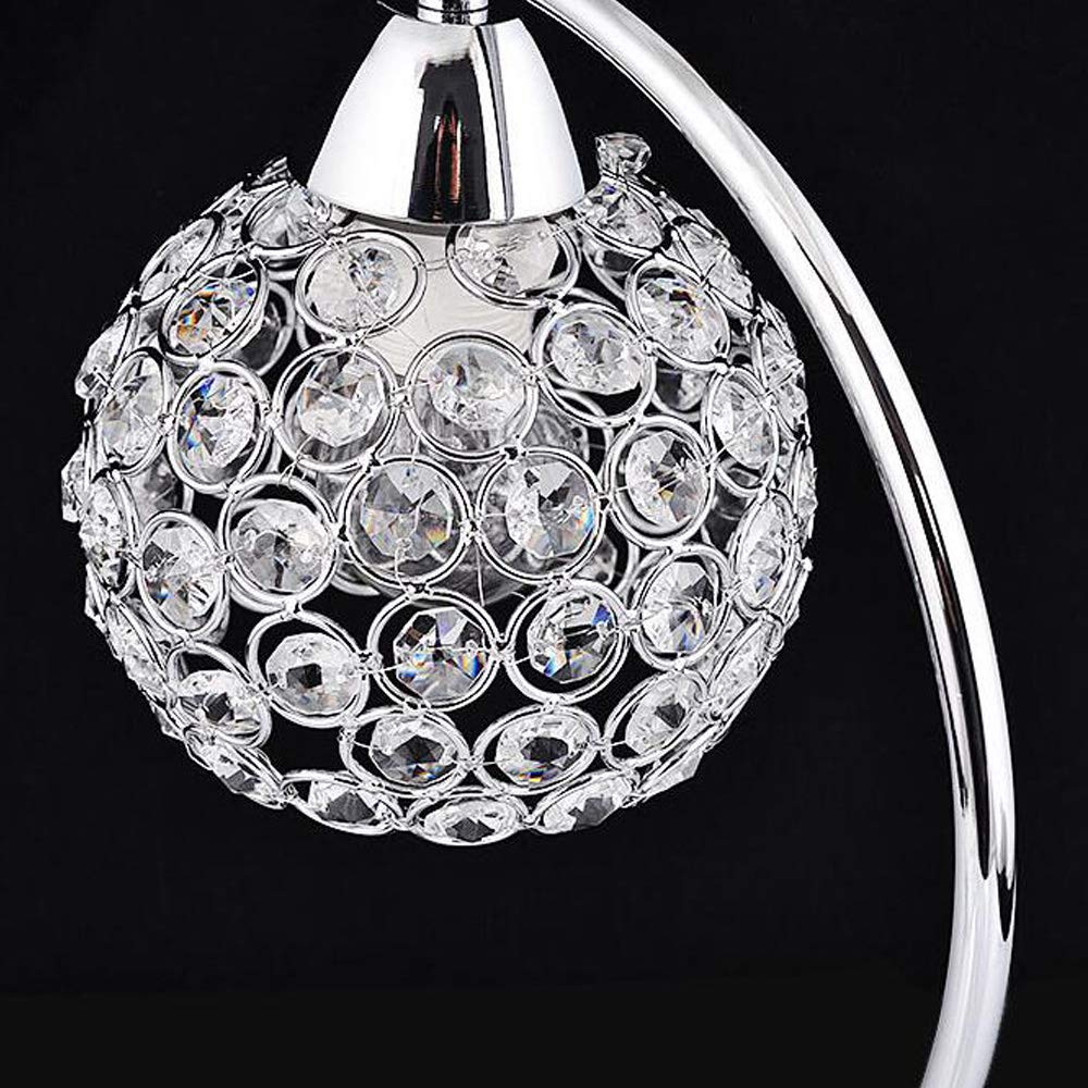 Modern Crystal Table Lamp - Plug in Bedside Lamp with Chrome Silver Finish, E27 Socket & On/Off Switch - Perfect for Nightstand, Desk, Bedroom, Living Room, Office, Dining Room & Hotel Decor