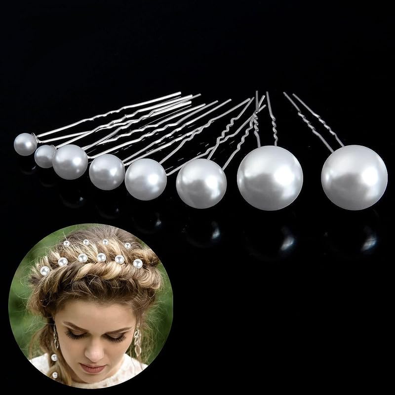 FAMEZA 12-Piece Wedding Hair Accessories Set - Pearl Hair Clips, U-Shaped Bridal Hairpins for Weddings, Prom, Birthday Parties (Silver) | Elegant Bridal Hairstyle Essentials