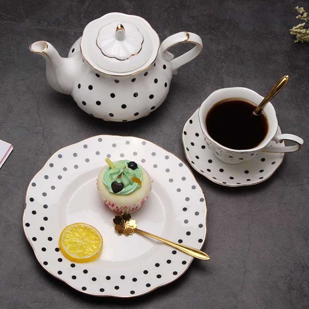 DOITOOL 16-Piece Porcelain Coffee Cup Set - White & Black Cappuccino Cups with Saucers, Tea Mugs, European Style Drinkware for Latte, Cafe, Travel - Perfect for Home, Office & Restaurant Use