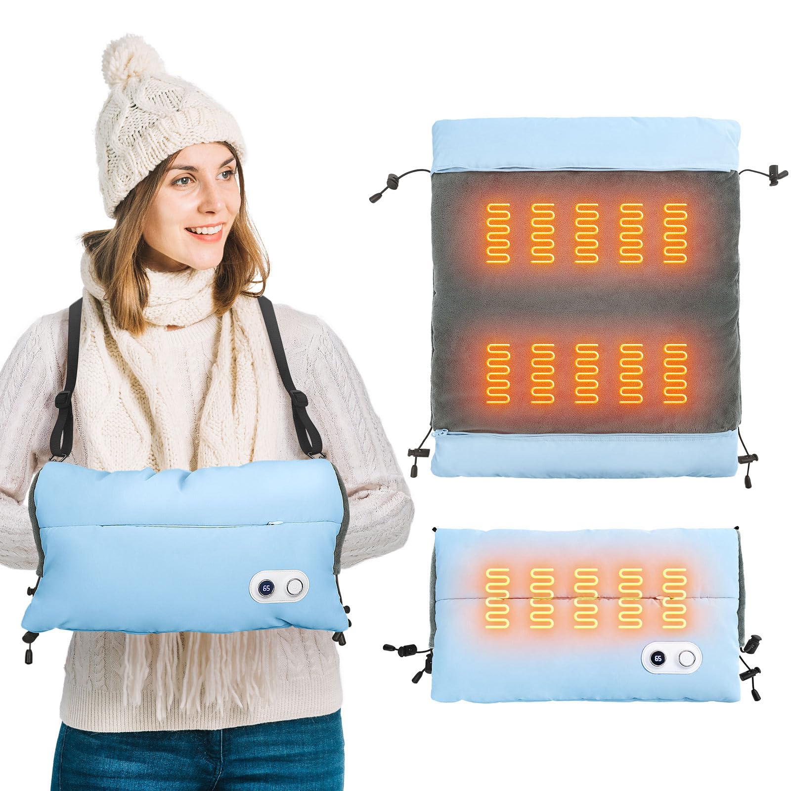 Portable Graphene Heated Electric Hand Warmer - Rechargeable USB Hand Warmer for Winter, Outdoor Activities, Camping & Cold Weather Use