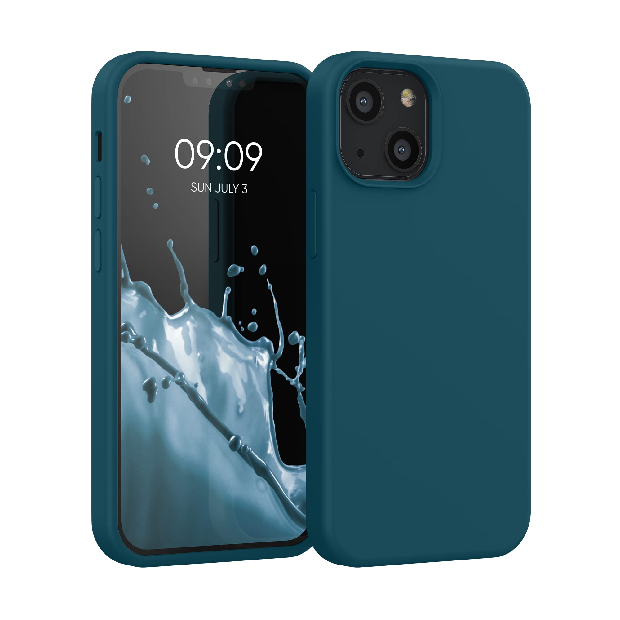 kwmobile Slim TPU Silicone Case for Apple iPhone 13 Mini - Soft Matte Protective Phone Cover in Teal - Perfect for Everyday Use, Work & Travel