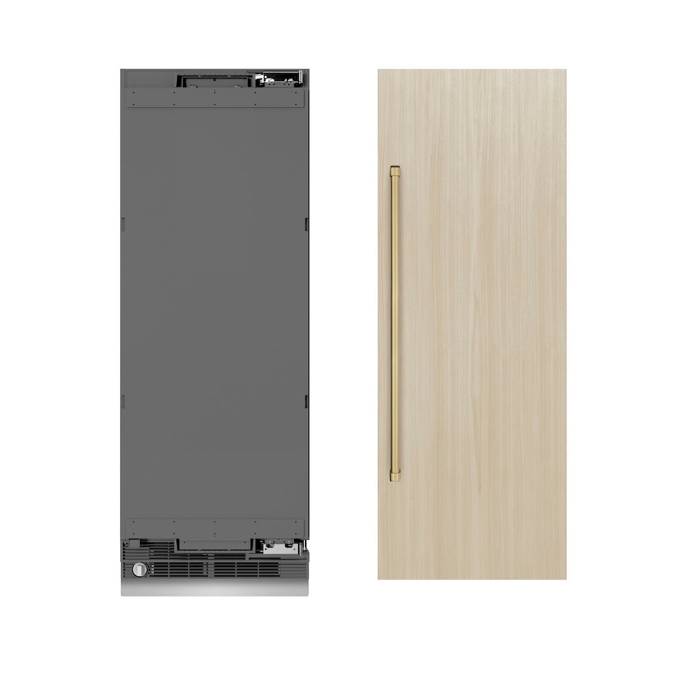 ZLINE Autograph Edition 30-inch 16.7 cu. ft. Panel Ready Column Refrigerator - Graphite Gray Interior with Champagne Bronze Accents (RBCRVZ 30 CB) | Perfect for Modern Kitchens, Open-Concept Homes & Luxury Appliances Collection