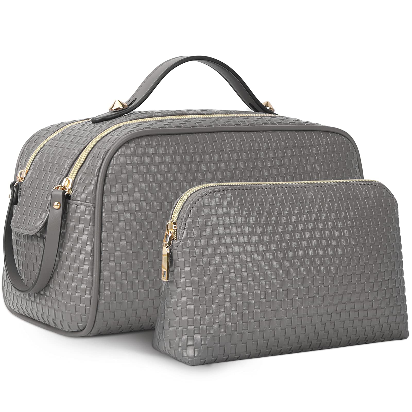 NUBILY 2 Pcs Large Waterproof Makeup Bag for Travel & Storage - Grey