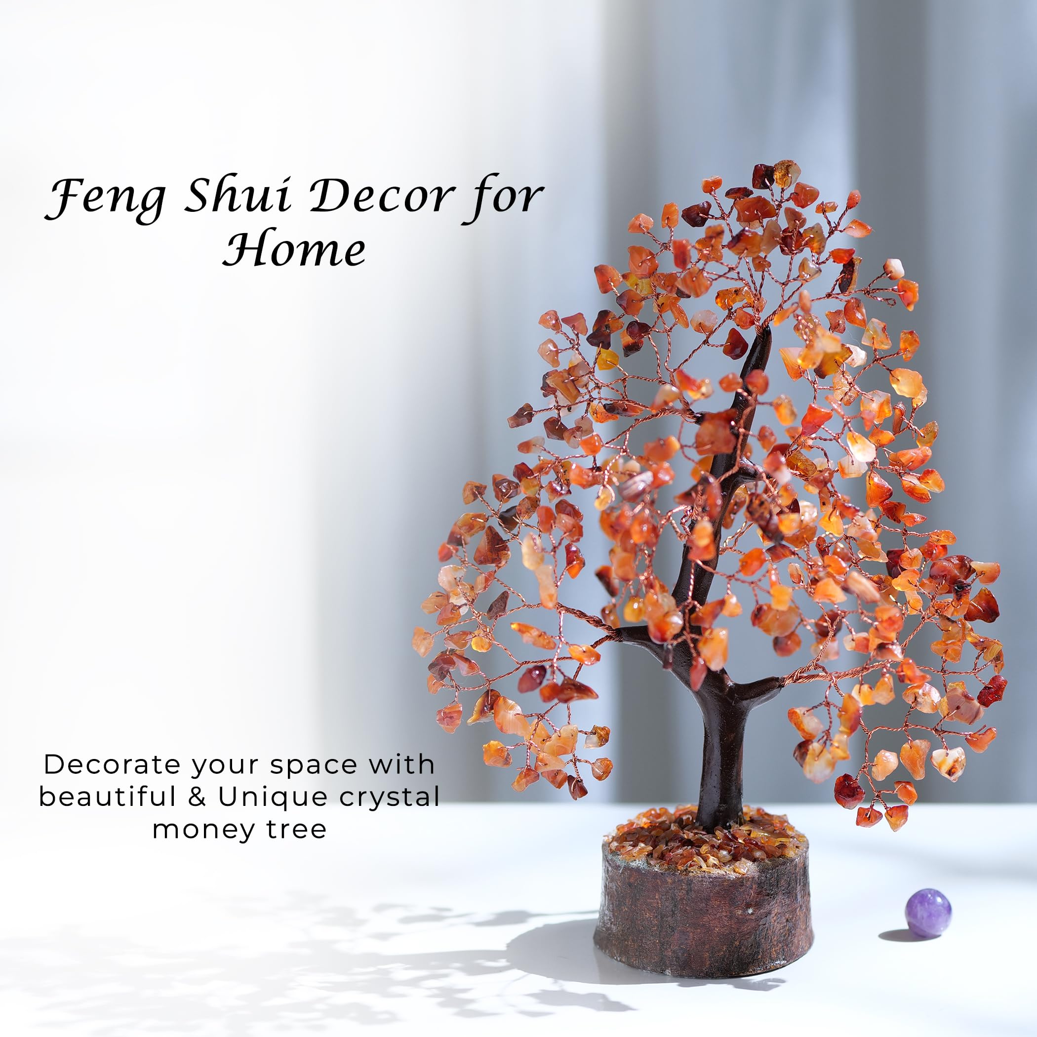 PYOR Carnelian Crystal Tree - Spiritual Home Decor for Wealth & Good Luck | Healing Stones & Crystals for Meditation, Feng Shui & Positive Energy | Perfect for Yoga Rooms, Office Desks & Gift Giving