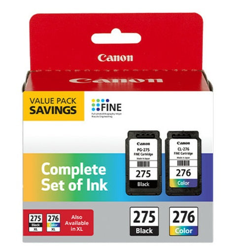 Original Canon PG-275 & CL-276 Ink Cartridge Combo Pack - High Yield Black & Color Ink for Canon Pixma Printers - Perfect for Home Office, School Projects & Photo Printing